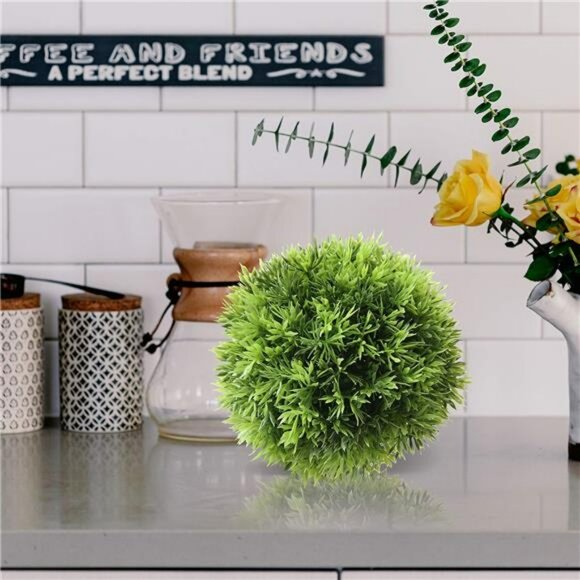 Artificial Grass Ball 6 inch Faux Green Topiary Globe Decorative Plant Home Deco - Picture 4 of 7